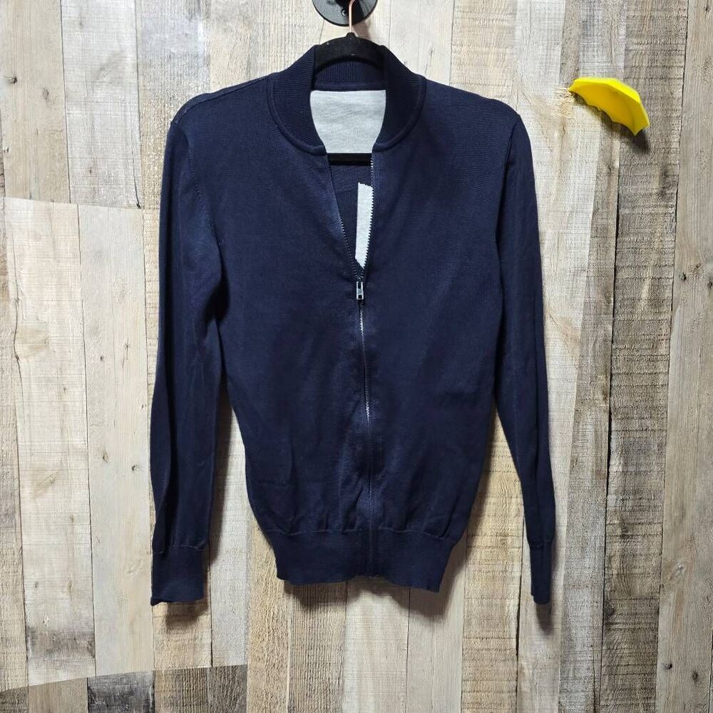 Lucien Pellat-Finet Navy Peace Sign Zip Sweater Cardigan Designer Luxury Hippie